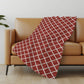 50" X 70" Red And Ivory Geometric Polyester Woven Plush Throw Blanket