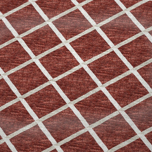 50" X 70" Red And Ivory Microfiber Geometric Plush Throw Blanket