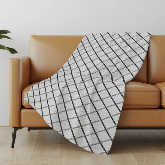 50" X 70" Gray And Ivory Geometric Microfiber Plush Throw Blanket