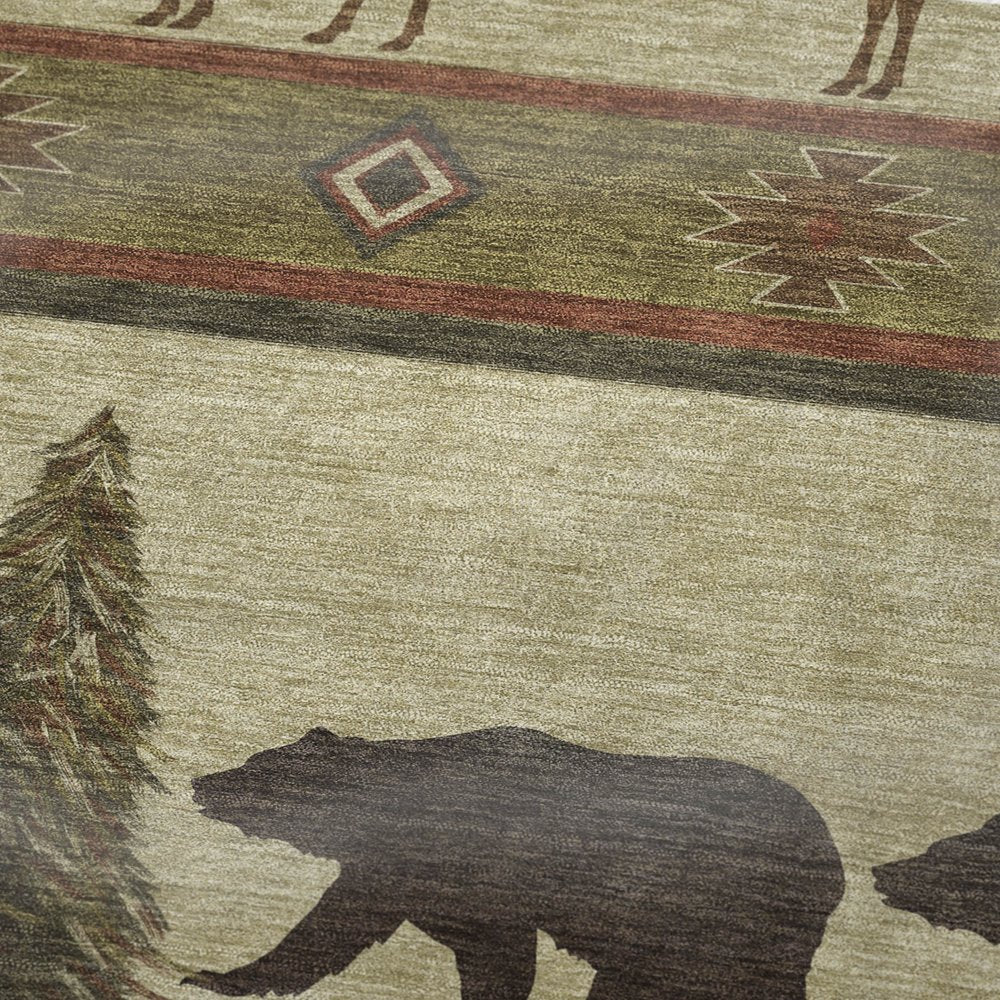 50" X 70" Brown Green And Rust Animal Print Polyester Woven Plush Throw Blanket