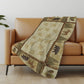 50" X 70" Khaki Green And Beige Animal Print Polyester Woven Plush Throw Blanket