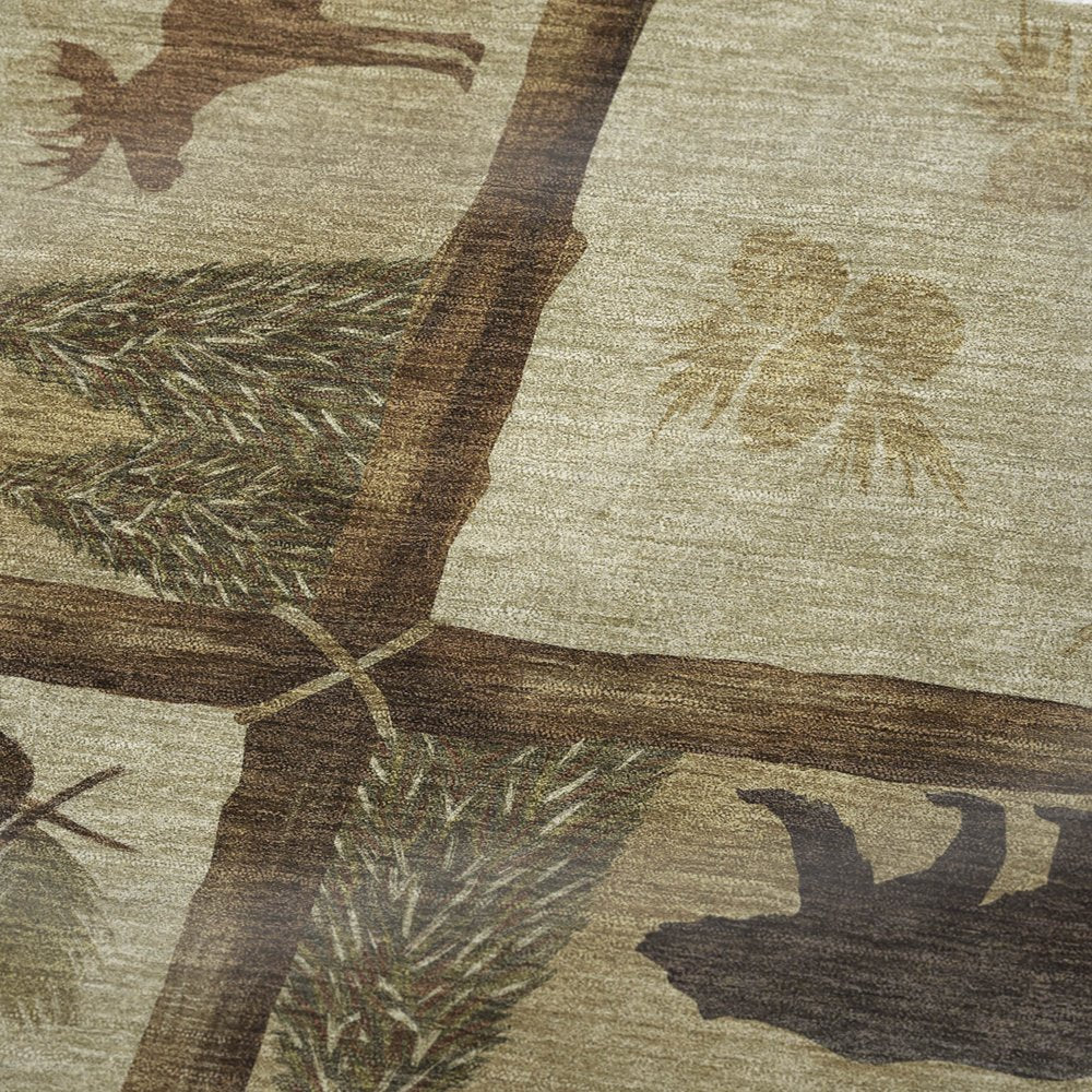 50" X 70" Khaki Green And Beige Animal Print Polyester Woven Plush Throw Blanket