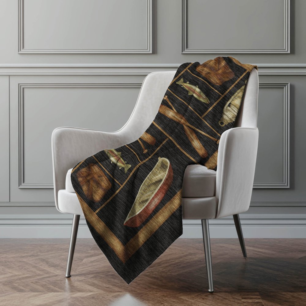 50" X 70" Midnight Brown And Beige Animal Print Polyester Woven Plush Throw Blanket