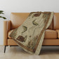 50" X 70" Khaki Beige And Green Animal Print Polyester Woven Plush Throw Blanket