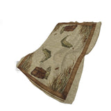 50" X 70" Khaki Beige And Green Animal Print Polyester Woven Plush Throw Blanket