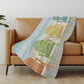 50" X 70" Blue Yellow And Green Striped Polyester Woven Plush Throw Blanket