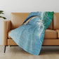 50" X 70" Blue Emerald And Ivory Animal Print Polyester Woven Plush Throw Blanket