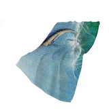 50" X 70" Blue Emerald And Ivory Animal Print Polyester Woven Plush Throw Blanket