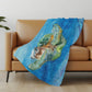 50" X 70" Blue Emerald And Brown Animal Print Polyester Woven Plush Throw Blanket