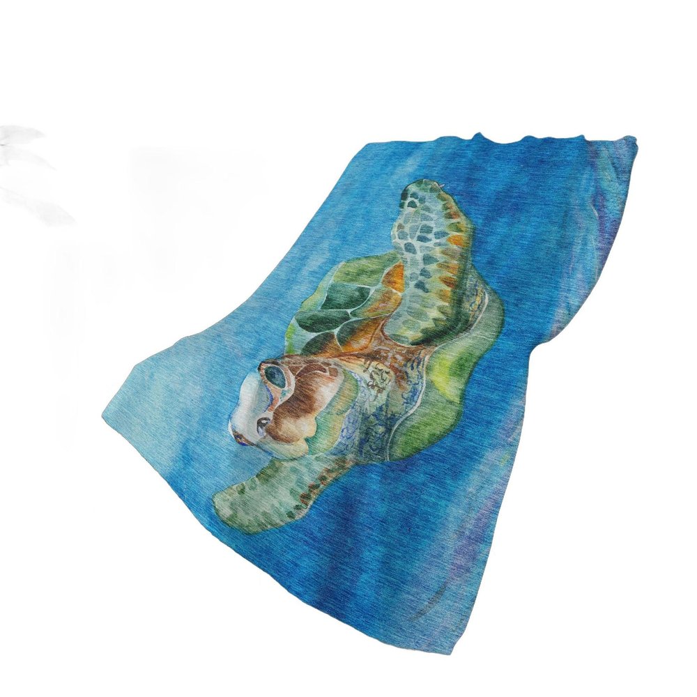 50" X 70" Blue Emerald And Brown Animal Print Polyester Woven Plush Throw Blanket