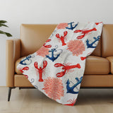 50" X 70" Ivory Red And Blue Animal Print Microfiber Plush Throw Blanket