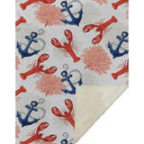 50" X 70" Ivory Red and Blue Microfiber Coastal Nautical Plush Throw Blanket