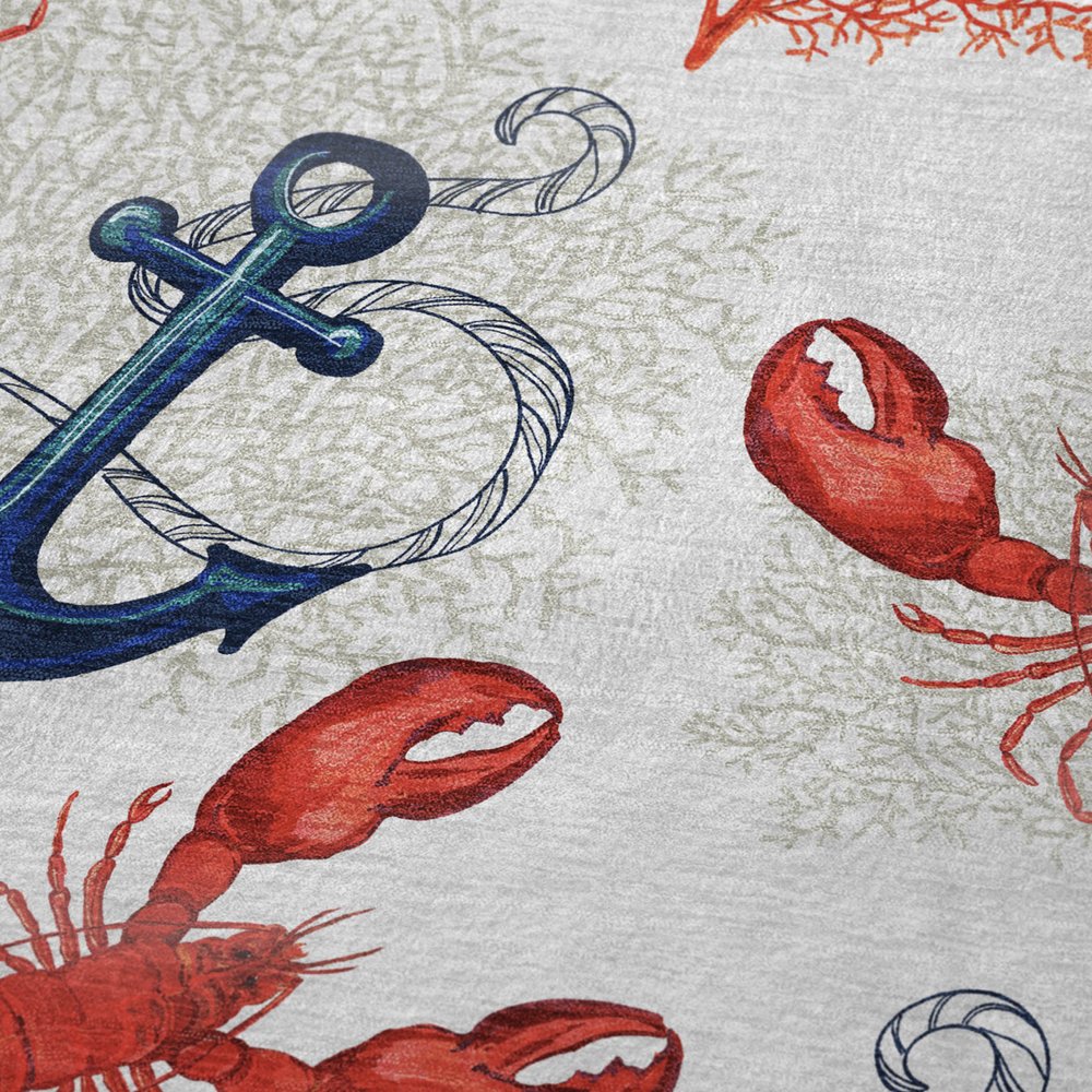 50" X 70" Ivory Red And Blue Animal Print Polyester Woven Plush Throw Blanket