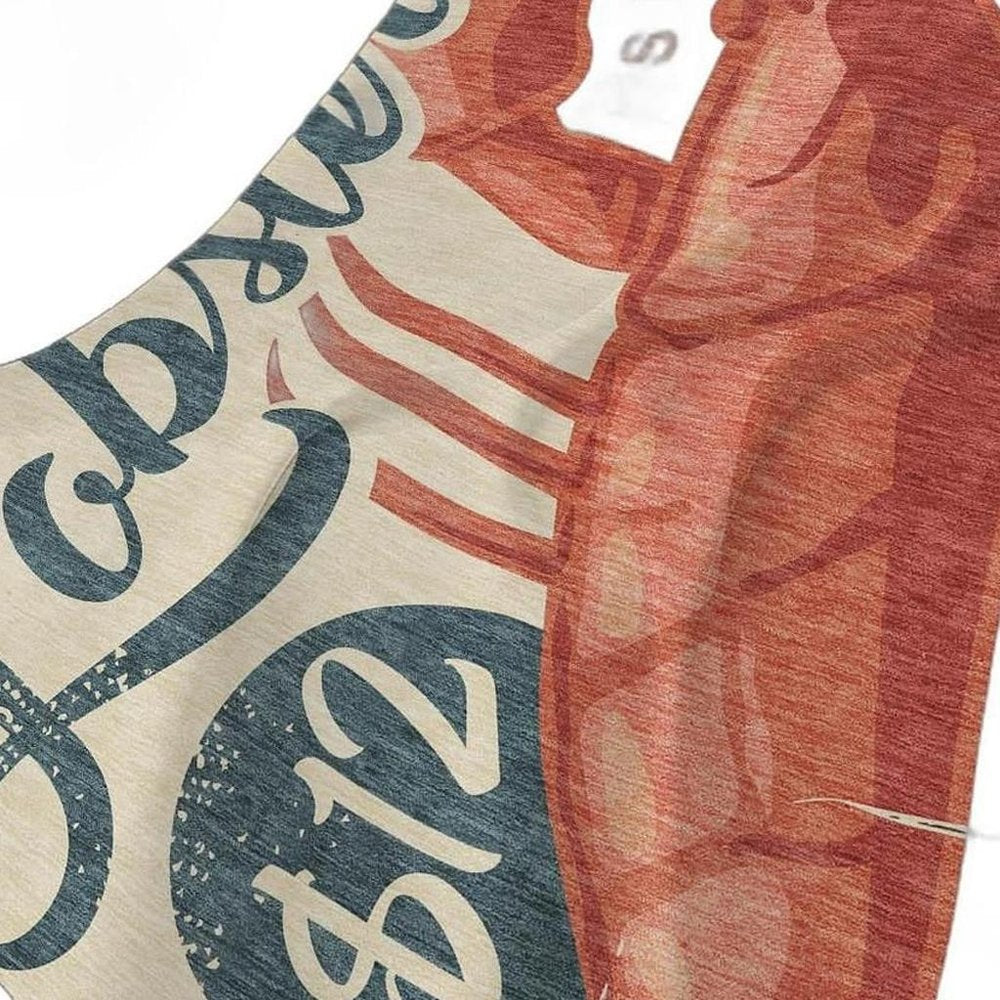 50" X 70" Beige Red And Blue Animal Print Polyester Woven Plush Throw Blanket