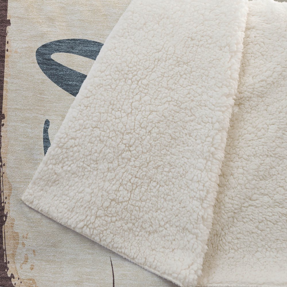 50" X 70" Beige Red And Blue Animal Print Polyester Woven Plush Throw Blanket