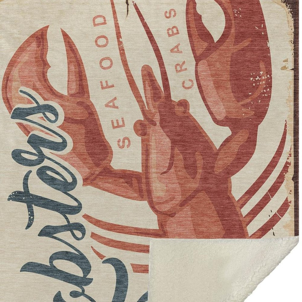 50" X 70" Beige Red And Blue Animal Print Polyester Woven Plush Throw Blanket