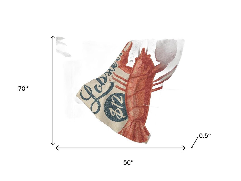 50" X 70" Beige Red And Blue Animal Print Polyester Woven Plush Throw Blanket