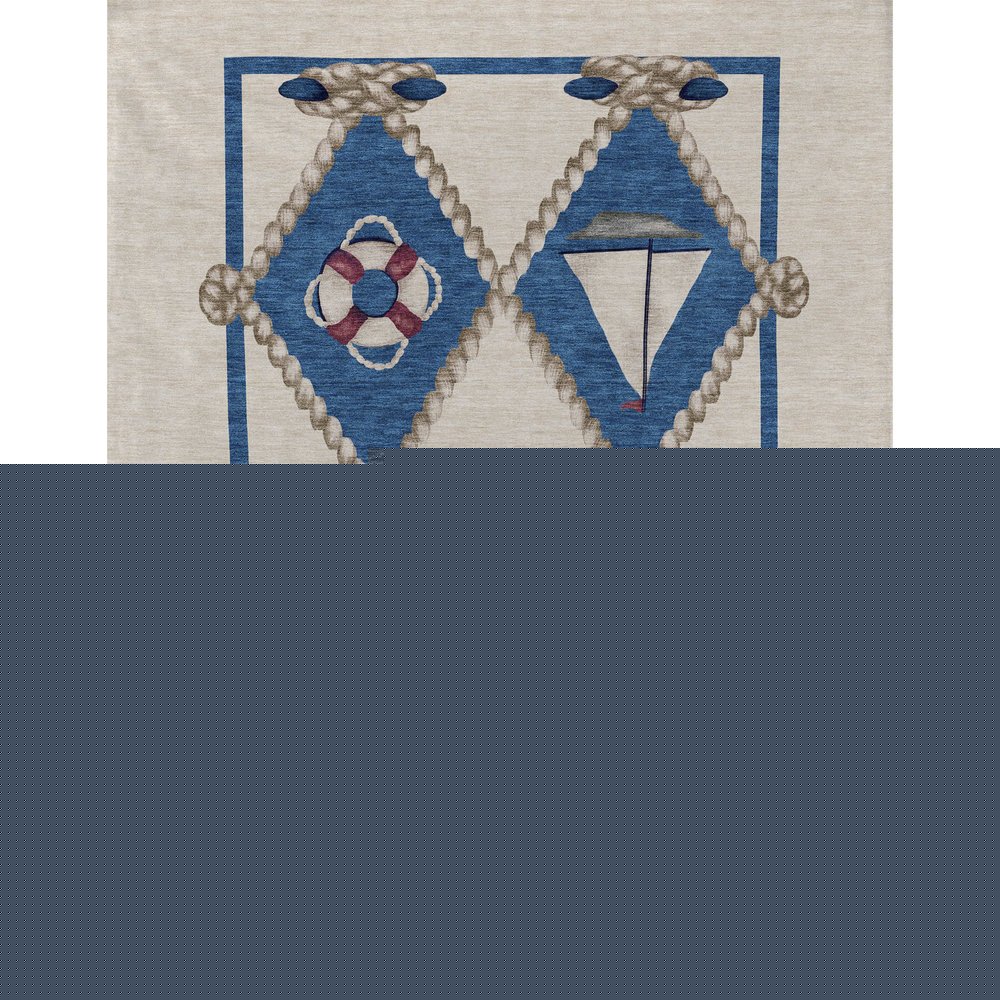 50" X 70" Ivory And Blue Geometric Polyester Woven Plush Throw Blanket