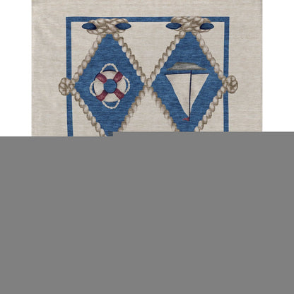 50" X 70" Ivory And Blue Geometric Polyester Woven Plush Throw Blanket