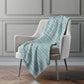 50" X 70" Teal And Ivory Striped Polyester Woven Plush Throw Blanket
