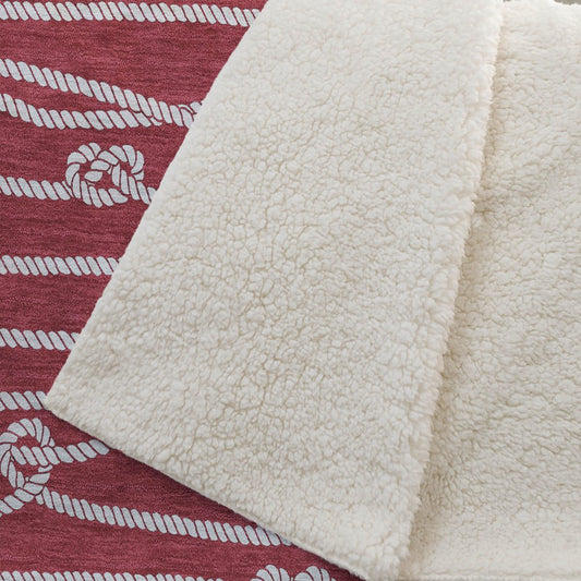 50" X 70" Red And Ivory Striped Microfiber Plush Throw Blanket