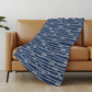 50" X 70" Navy Blue And Ivory Striped Polyester Woven Plush Throw Blanket
