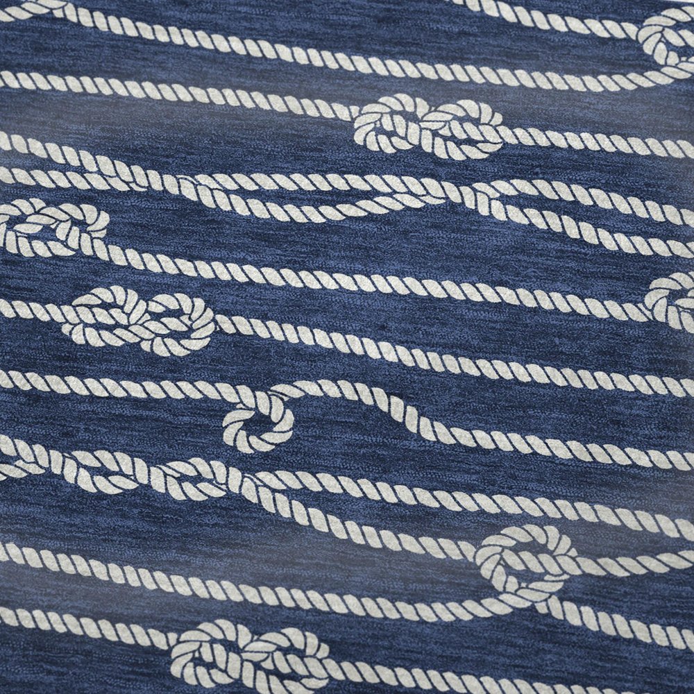 50" X 70" Navy Blue And Ivory Striped Polyester Woven Plush Throw Blanket