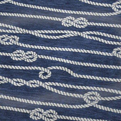 50" X 70" Navy Blue And Ivory Striped Polyester Woven Plush Throw Blanket