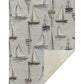 50" X 70" Beige Charcoal And Ivory Sailboat Microfiber Plush Throw Blanket