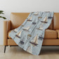 50" X 70" Sky Blue Ivory And Beige Geometric Polyester Woven Plush Throw Blanket