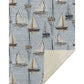 50" X 70" Beige Ivory And Sky Blue Sailboat Microfiber Plush Throw Blanket