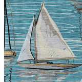 50" X 70" Teal Ivory And Beige Geometric Polyester Woven Plush Throw Blanket