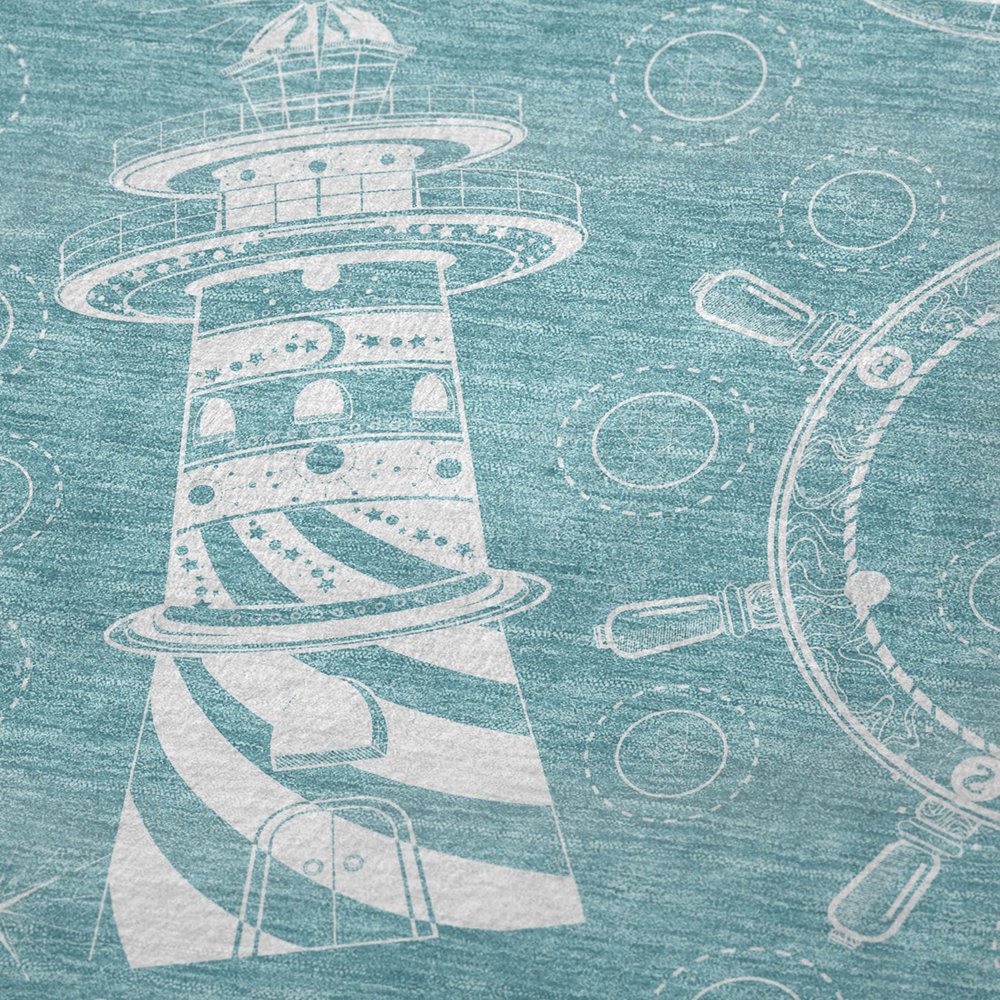 50" X 70" Teal And Ivory Geometric Polyester Woven Plush Throw Blanket