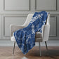 50" X 70" Navy Blue And Ivory Geometric Polyester Woven Plush Throw Blanket