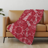 50" X 70" Red And Ivory Geometric Polyester Woven Plush Throw Blanket