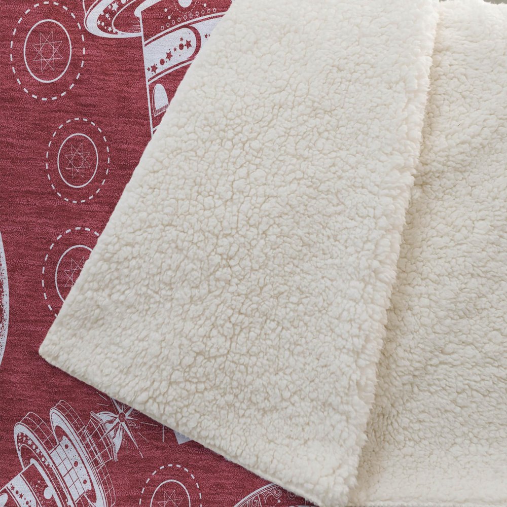 50" X 70" Red And Ivory Microfiber Geometric Plush Throw Blanket