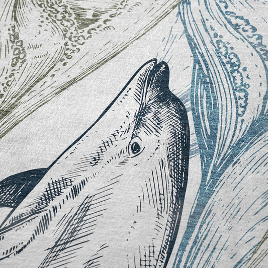 50" X 70" Ivory And Blue Animal Print Polyester Woven Plush Throw Blanket