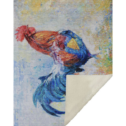 50" X 70" Blue Red And Ivory Animal Print Polyester Woven Plush Throw Blanket