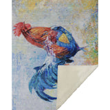 50" X 70" Blue Red And Ivory Animal Print Polyester Woven Plush Throw Blanket