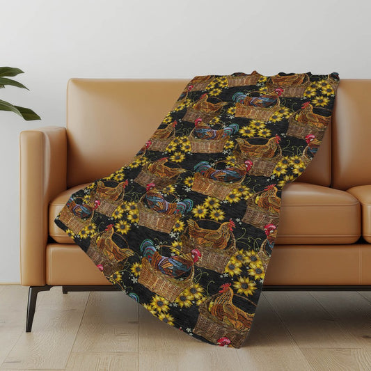 50" X 70" Midnight Red And Yellow Animal Print Polyester Woven Plush Throw Blanket