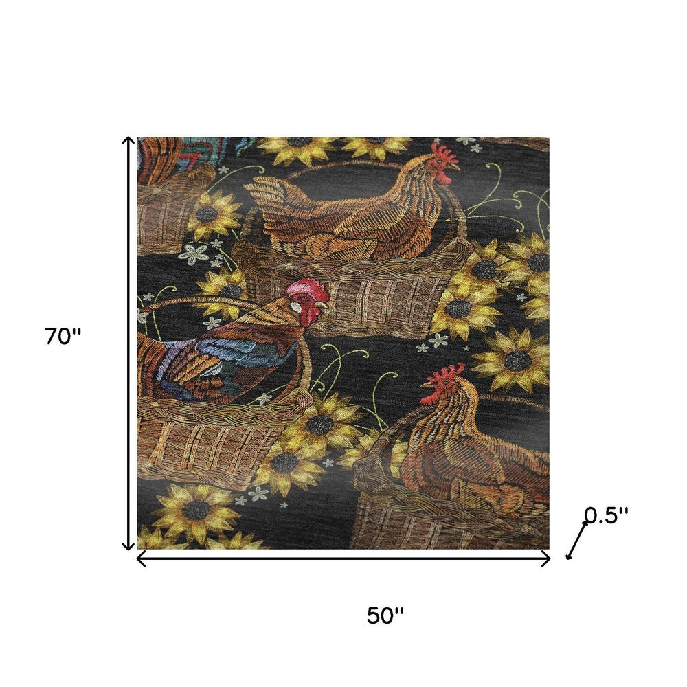 50" X 70" Midnight Red And Yellow Animal Print Polyester Woven Plush Throw Blanket