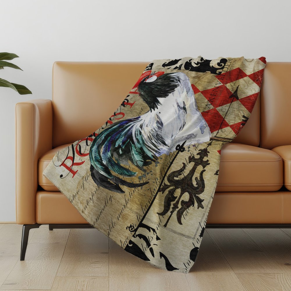 50" X 70" Midnight Red And Ivory Animal Print Polyester Woven Plush Throw Blanket