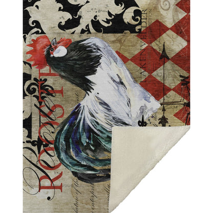 50" X 70" Midnight Red And Ivory Animal Print Polyester Woven Plush Throw Blanket