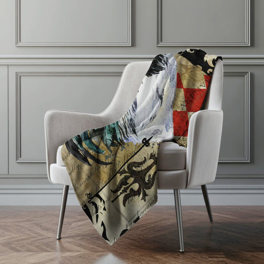 50" X 70" Midnight Red And Ivory Animal Print Polyester Woven Plush Throw Blanket