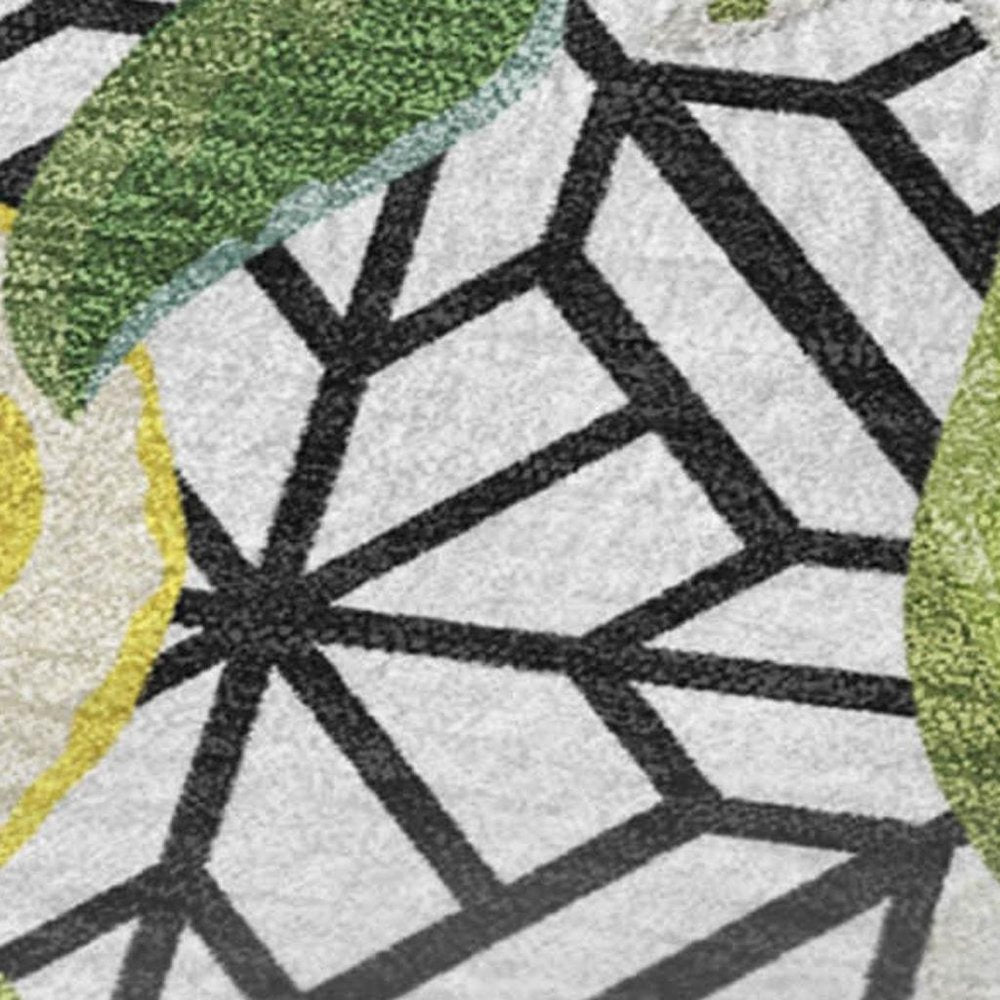 50" X 70" Yellow Ivory And Green Geometric Polyester Woven Plush Throw Blanket