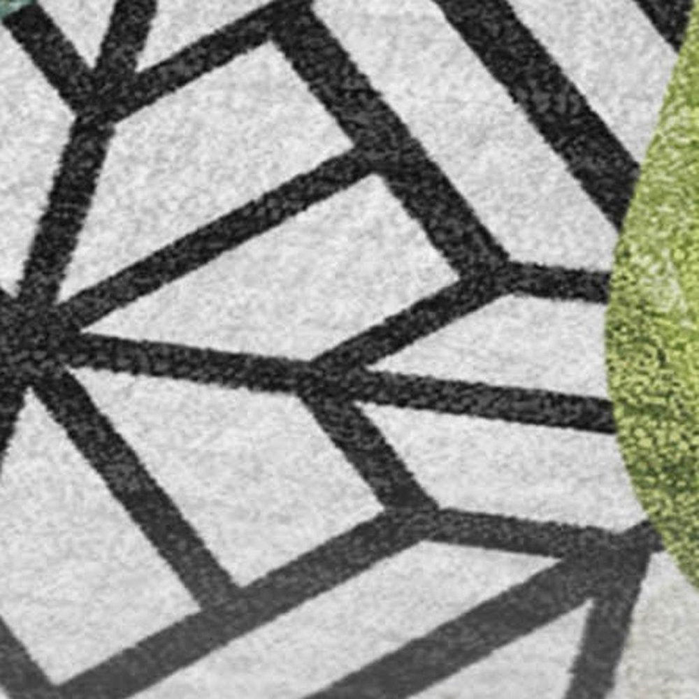 50" X 70" Yellow Ivory And Green Geometric Polyester Woven Plush Throw Blanket