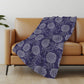 50" X 70" Blue And Ivory Geometric Polyester Woven Plush Throw Blanket