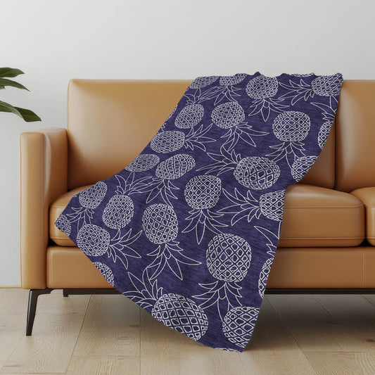 50" X 70" Blue And Ivory Geometric Polyester Woven Plush Throw Blanket