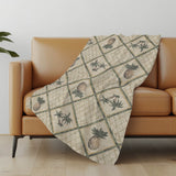 50" X 70" Beige Gold And Green Geometric Polyester Woven Plush Throw Blanket