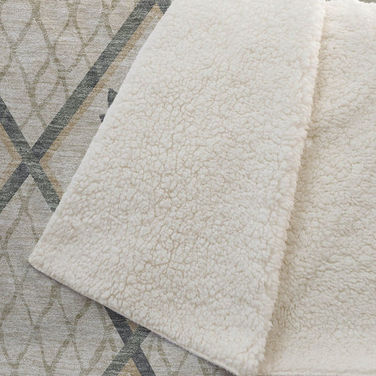 50" X 70" Beige Gold And Green Geometric Microfiber Plush Throw Blanket